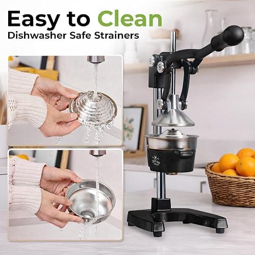 Zulay Kitchen Cast Iron Juicer - Easy-to-Clean Heavy-Duty Manual Juicer, Professional Citrus Juicer - Stainless Steel Lemon Squeezer - Manual Citrus Press & Orange Squeezer - Orange Juicer (Black) thumbnail 5
