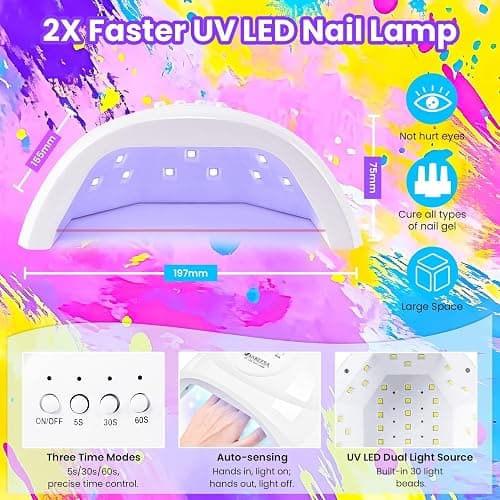 VANREESA 115Pcs Gel Nail Polish Kit with U V Light Nail Drill Almond Nail Tips -40 All Seasons Colors Gel Polish Set with 5Pcs Base Top Coat Gel Nail Kit for Beginners with Everything Gifts for Women thumbnail 6