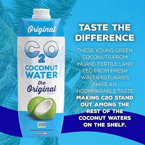 C2O - Coconut Water, The Original Flavor (12 Pack) - Made with Fresh Coconut Water - Plant Based, Non GMO Water - Natural Hydration, Essential Electrolytes, & Potassium - 12 Tetra Packs, 16.9 FL OZ thumbnail 6