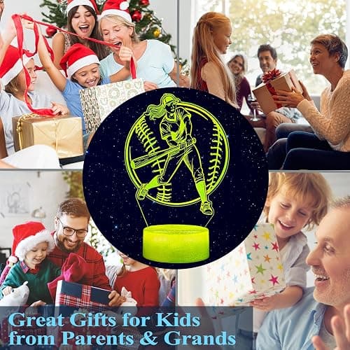 POSSHE Softball Night Light, Softball Gifts for Girls, 3D Illusion Lamp with Remote Control, 16 Colors Changing, RGB Flashing Mode and Dimmable, Softball Accessory Gifts for Girls Christmas Decor thumbnail 5