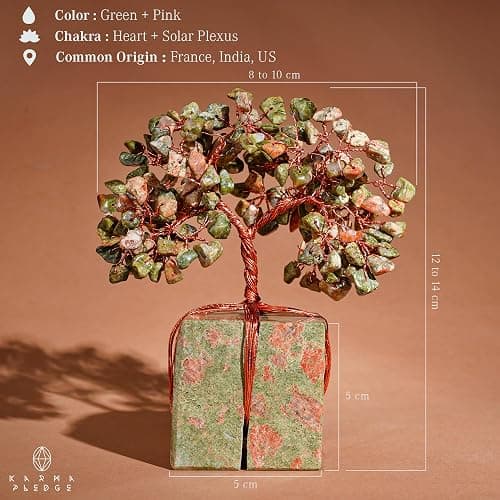 Crystal Tree for Birthday Gifts for Women, Handmade Raw Crystal Base Unakite Chakra Healing Crystal Tree of Life for Positive Energy, Money, Good Luck, Christmas Décor, Home and Office Decor thumbnail 3
