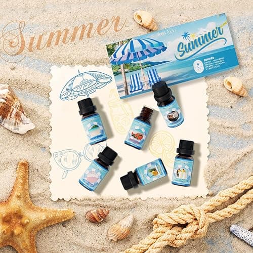 SoulOrigin Sommer ätherische Öle Set, Duftöl Geschenk Set für Öl Diffuser, Duftöle für Seifenkerze Herstellung 6x10ml Meeresbrise, Ananas, Wassermelone, Kokosnuss, rosa Strand und Pina Colada thumbnail 7