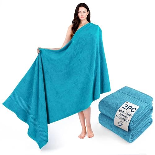 Cotton Paradise 100% Cotton Turkish Towel Set, Soft Absorbent Quick Dry, 2 Piece 35x70 Bath Sheet Set, Ocean Aqua - Image 1