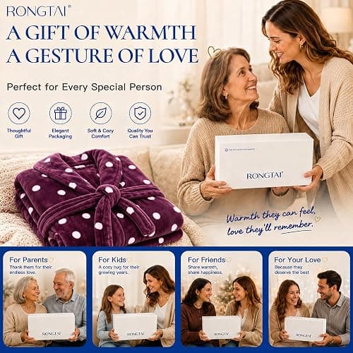 RONGTAI Womens Bathrobe Ladies Fleece Plush Warm Long Robes thumbnail 6