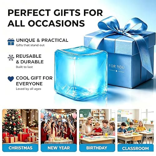 Premium Big Block Cube,Cube Squishy Stress Relief Toys,Ice Cube SqueezeToy,Adults Sensory Fidget for Stress Relief,Focus(Blue) thumbnail 6