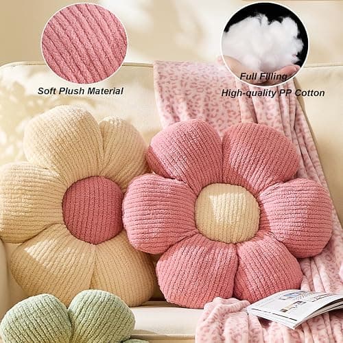 XIAIJIA 4 Pcs Flower Pillow Flowers Shaped Pillow Cushion Decorative Daisy Pillow for Bed Cute Throw Pillow Flower Floor Pillow Soft Seat Cushion 15.7" thumbnail 4
