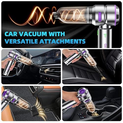 GenTant Car Vacuum Portable Cordless, 18000PA Portable Vacuum Cordless, High Power Air Duster with Brushless Motor, Type-C Charge, 3 in 1 Small Vacuum Cleaner for Car, Home, Office, Pet Hair thumbnail 3