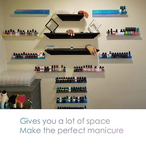 YMVV 15" Nail Polish Rack Wall Mounted Shelf,6 Pack Clear Rainbow Iridescent Acrylic Organizer Nail Supplies for Nail Techs,Great Display for Salons Retailers thumbnail 8