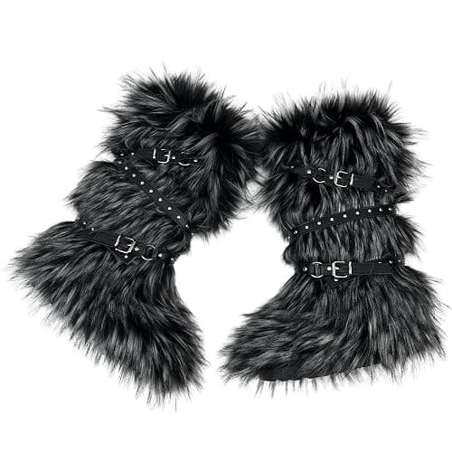 YFJNV Fur boots for women, Pink fuzzy boots with y2k style, Tall furry boot for winter, Comfortable shoes thumbnail 7