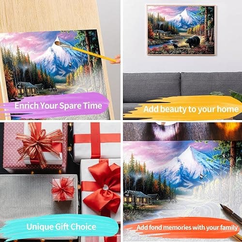 6 Pack Paint by Number for Adult Kits, JATOK 6 Sets Independent of Pigments DIY Landscape Oil Painting by Number Kits on Canvas for Adults Beginners for Home Wall Decoration 12 x 16in/30x40cm,Independent packaging Without Frames thumbnail 9