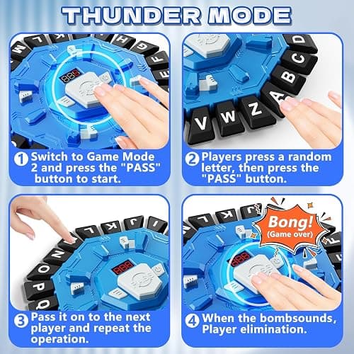 Resflycheng Word Game Family Board Game with Digital Display Timer and 2 Categories Modes Fun Fast-Paced 24-Letter Game for Learning Party Interactive (Blue) thumbnail 6