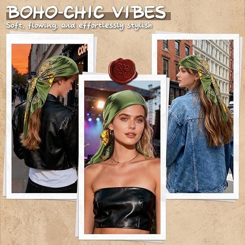 Vylxuxa Large Square Head Scarf Bandana - 35" Satin Hair Scarf for Women Like Silk Scarf Fashion Hair Wrapping thumbnail 6
