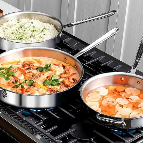 All-Clad D3 3-Ply Stainless Steel Sauté Pan 4 Quart Induction Oven Broiler Safe 600F Pots and Pans, Cookware Silver thumbnail 5