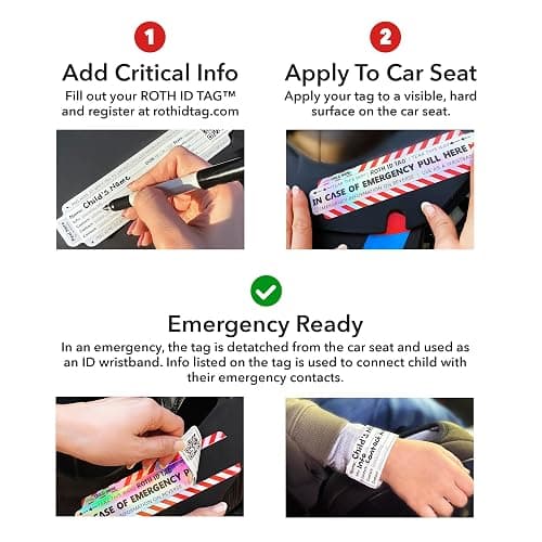 Family ROTH ID TAG™ Kit | Emergency Contact Identification System for Car Seats, Strollers, Wheelchairs, Walkers, and More! thumbnail 7