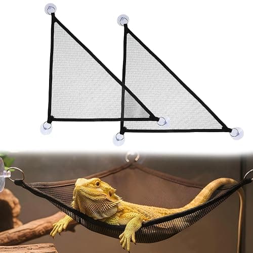 Abeillo 2Pcs Bearded Dragon Hammock, Breathable Mesh Reptile Hammock Lizard Tank Accessories, Triangle Geckos Hammocks for Bearded Dragons, Snakes, and Axolotls, Perfect Beard Dragon Tank Accessories - Image 1