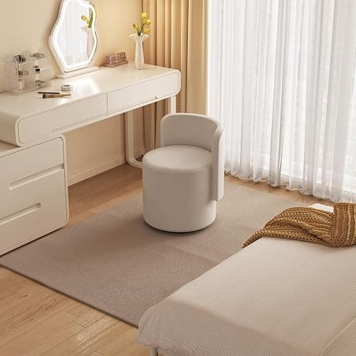 TreLined Modern Round Swivel Ottoman, Makeup Chair with Backrest Multi-Functional Shoe Changing Chairs for Living Room, Entryway, Hallways, Bedroom Vanity Chairs Unique Footrest Stool thumbnail 9