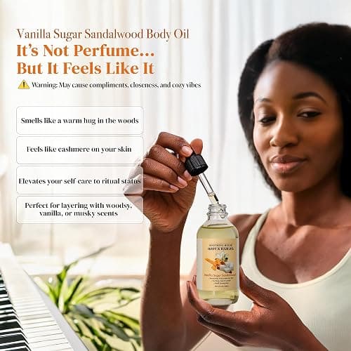 Soothing House Vanilla Sugar Sandalwood Body & Hair Oil – Inspired Warm Gourmand Scent – Hydrating & Nourishing Oil for Skin, Hair & Cuticles – Lightweight, Fast-Absorbing, 4 fl oz thumbnail 5