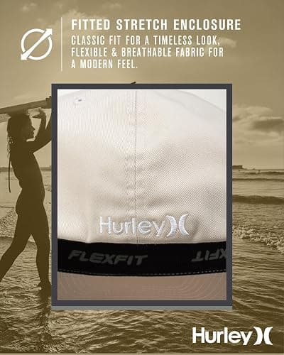 Hurley Mens Baseball Cap - Flexfit Fitted Baseball Caps for Men (Sizes: S-XL) thumbnail 5