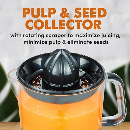 Elite Gourmet ETS623 BPA-Free 40-Watt Electric Citrus Juicer, Compact, Large Volume, Pulp Control, Oranges, Lemons, Limes, Grapefruits with Easy Pour Spout, 24oz, Black/Stainless Steel thumbnail 4