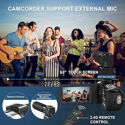 Yollner 8K Video Camera 64MP Camcorder IR Night Vision Vlogging Camera, 18X Zoom WiFi Digital Touch Screen Camcorder for YouTube with 32GB SD Card, Remote Control, and Two Batteries thumbnail 7