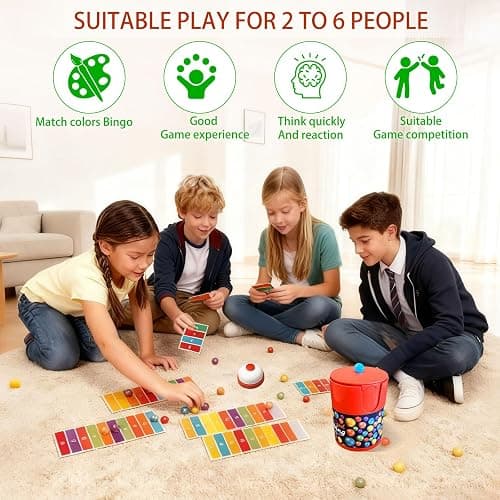 Bryasha Fast Bead Grabbing Game,Color Line Board Game,Match Color Bingo Game Set,Color Games for Kids,Hand Eye Coordination Training,Perfect for Family Game Nights and Group Gatherings thumbnail 4