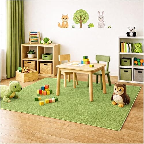 KOECKRITZ Soft & Colorful 4' x 4' Kids Classroom Area Rug – Cozy Playroom Carpet for Nursery, Daycare & Preschool, Flammability Pill Test Passed (Lime) thumbnail 6