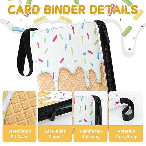 Jaloro Ice Cream Drip Baseball Card Binder Trading Card Binder Portable Collector Cardholder Baseball Album Case for Boys Sports Game Supplies(Ice Cream,White,440 Pocket) thumbnail 4