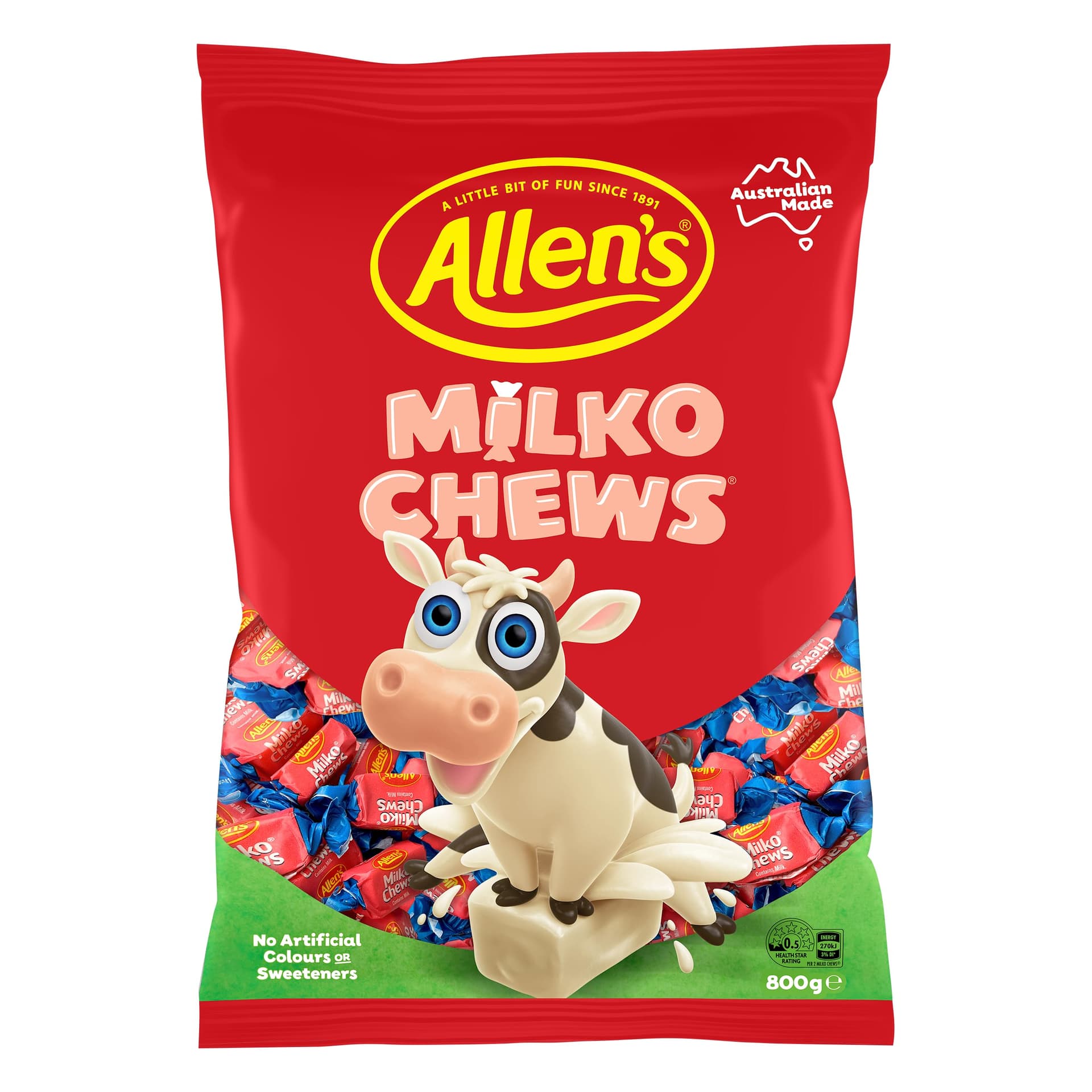 ALLEN'S MILKO Chews Lollies Bag 800g - Image 1