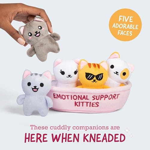 WHAT DO YOU MEME? Emotional Support Kitties by Relatable, Cuddly Stuffed Animals and Toys, Squishy Toys and Plushies, Great Ideas for Loved Ones of All Ages, Includes 5 Plushies with Carrying Basket thumbnail 4
