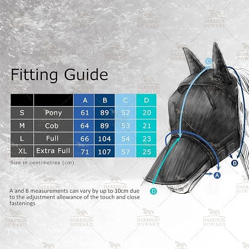 Harrison Howard CareMaster Pro Luminous Horse Fly Mask Large Eye Space Long Nose with Ears UV Protection for Horse Flamingo (L; Full Size) thumbnail 8