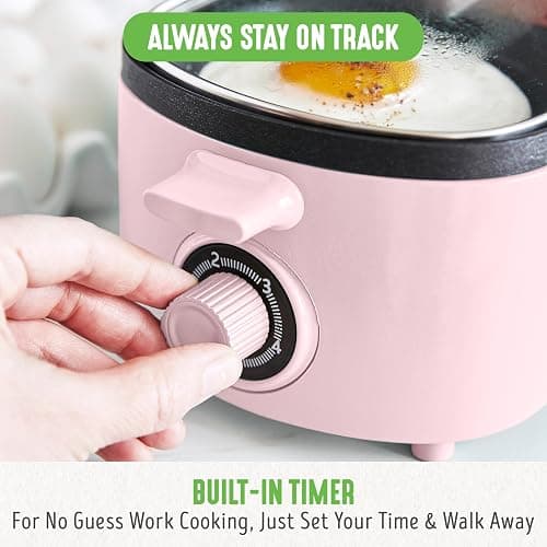 GreenLife 3-in-1 Breakfast Maker Station, Healthy Ceramic Nonstick Dual Griddles for Eggs Meat Sausage Bacon Pancakes and Breakfast Sandwiches, 2 Slice Toast Drawer, Easy-to-use Timer, Pink thumbnail 7