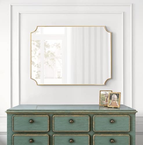 Kate and Laurel Healey Glam Scalloped Wall Mirror; 22 x 30; Gold; Minimal Scallop Mirror for Classic Traditional Wall Decor thumbnail 4