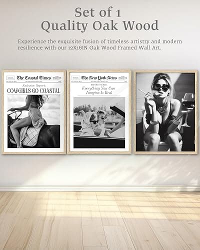 iHery Everything You Can Imagine Is Real Framed Trendy NewsPaper Wall Art, Natural OAK Wood 12x16in Canvas Wall Art Decor For Bedroom, Vintage Hot Girls Prints Living Room Home Décor 1Pack thumbnail 5