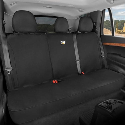 CAT Flexfit Black Rear Seat Cover for Cars, SUVs & Mid-Size Pickup Trucks - Durable 60/40 Split Rear Bench Seat Protector, Back Seat Cover, Interior Auto Accessory, Not for Full-Size Pickup Trucks thumbnail 3