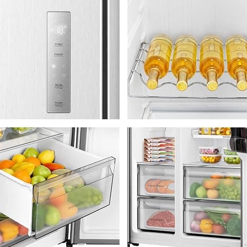 Hisense RS3P538NAIE Kühl-Gefrierkombination/Side by Side/Freistehend/ 527 L/EEK: E/ 39 dB/Perfekt Kitchen Fit/Boden-Kühlsystem/Meta-Tech Cooling/Total No Frost/ (BxHxT): 91,1×178,6×60 cm/Grau thumbnail 12