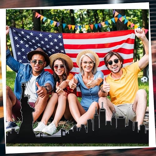 Chunful 5.2 Ft New York City Skyline Cardboard Stand Up Cutout Life Size Patriotic New York City Themed Party Decor Backdrop Photo Props Statue of Liberty Standup for Patriot Day Veterans Labor Day thumbnail 7