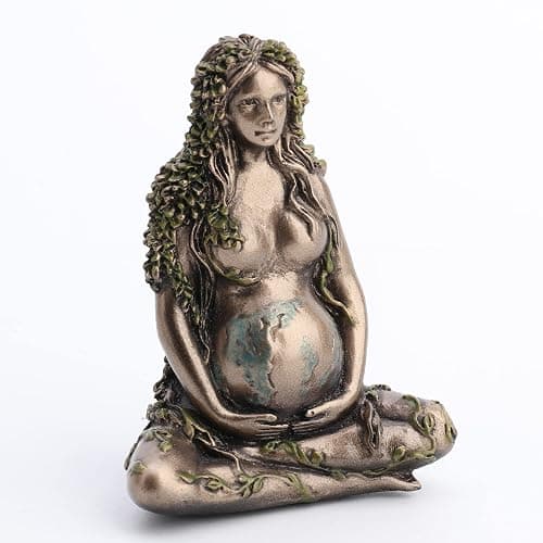 Veronese Design 2.5" Mother Earth Gaia Sitting Lotus Pose Resin Figurine Painted Bronze Finish thumbnail 2