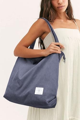 KALIDI Women Corduroy Tote Bag Zipper Casual Tote's Handbag Big Capacity Shoulder Bag with Pockets thumbnail 8