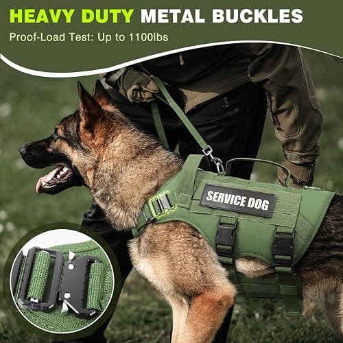 WINSEE Service Dog Vest Harness for Medium Dog, Tactical Working MOLLE Vest with 10 Pet Patches, No Pull Heavy Duty Harness for Training Walking thumbnail 2