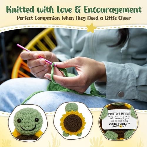 OASSIE Christmas Birthday Gifts for Women Men Teens - Turtle Positive Crochet Animals, Stocking Stuffers Relaxtion Gifts for Mom Dad Daughter Son Teen Girls Boys Sister Friend Home Desk Decor thumbnail 4