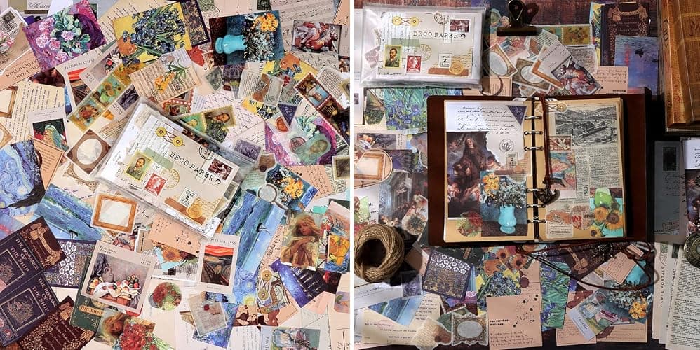 Draupnir 200pcs Vintage Junk Journal Supplies,Scrapbook Supplies Scrapbooking Paper and Stickers Ephemera For Art Aesthetic Journaling Kit Collage(Art) thumbnail 5
