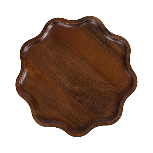 Kate and Laurel Alezar Modern Wooden Round Side Table, 15 x 15 x 22, Walnut Brown, Mid-Century Solid Wood End Table with Wavy Edge for Bedroom Nightstand or Living Room Accent Table thumbnail 7