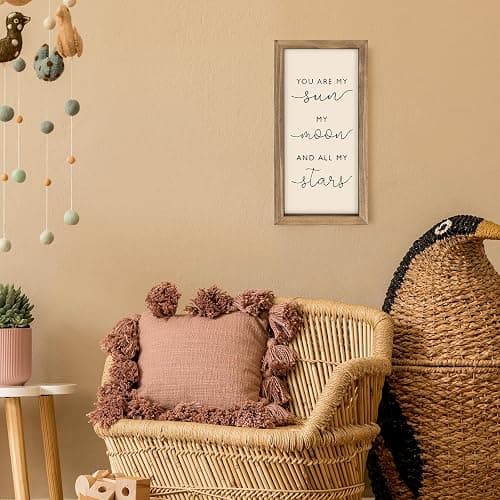 pechpell 11.8×5.9 In Nursery Wall Art, Wooden Sign Baby Room Wall Decor, You are My Sun Moon and Star Rustic Space Themed Kids Girl Boy Teen Room Bedroom Playroom Farmhouse Decorations for Home thumbnail 3