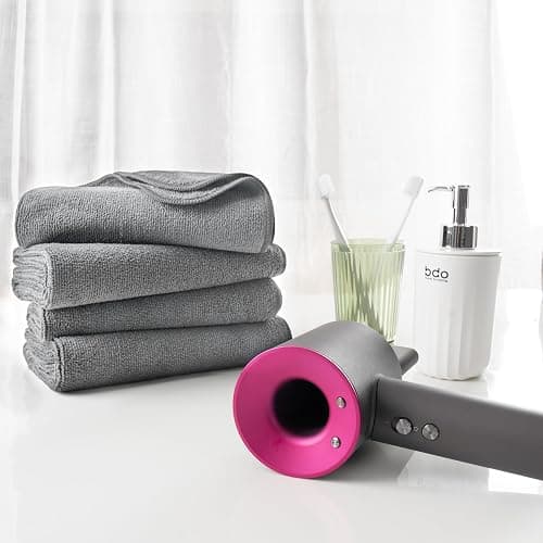 MICROFI New Microfiber Hair Drying Salon Towels, Quick Dry, Lint Free, 4 Pack (Gray, 16'' x 29'') thumbnail 2