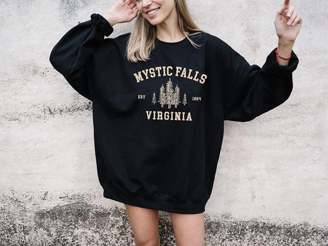 Mystic Falls Virginia Sweatshirt - Salva.tore Vampire Dia.ries Sweater; Virginia Crewneck Sweatshirt thumbnail 2