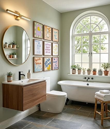 JBZDD 9 Pcs Funny Kids Bathroom Wall Art Prints, Retro Preppy Rubber Duck Canvas Poster Wall Decor, Colorful Whimsical Duck Decorations for Kids Nursery Toddler Washroom Toilet, 8x10 Inch Unframed thumbnail 4