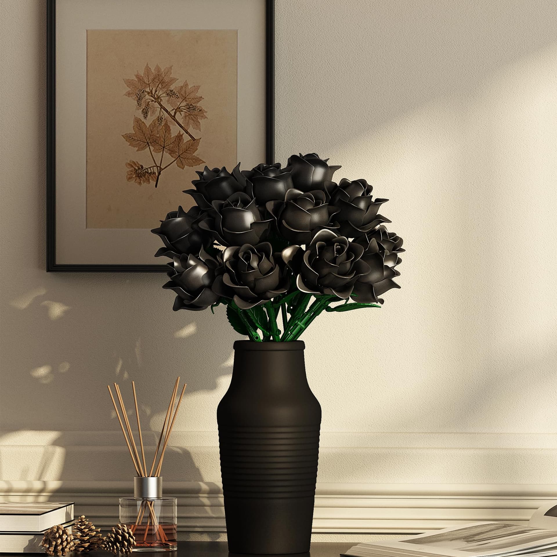 Black Roses Bouquet Building Set, Artificial Flowers Botanical Collection Building Block for Adults, Gothic Home Decor for Women, Girls, Compatible with Lego Flowers, 585 PCS thumbnail 2
