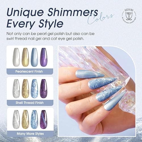 ROSALIND Cat Eye Gel Polish Set, 12 PCS Red Purple Blue Cateye Gel Polish | Swirl Shell Thread Holographic Sparkle Finish, Magnetic Cateye Effect with Magnet Stick, Soak Off UV LED Cured Gel Polish thumbnail 3