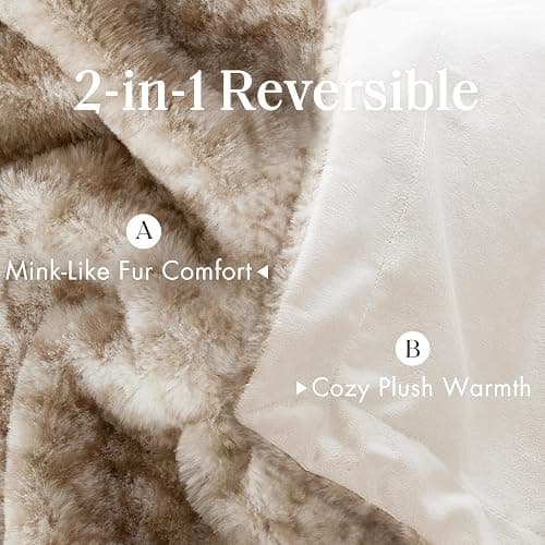 Madison Park Zuri Soft Plush Luxury Oversized Faux Fur Throw Animal Stripes Design, Faux Mink On The Reverse, Modern All Seasons Blanket for Bed, Sofa Couch, Office, Leopard, 60x70 thumbnail 8