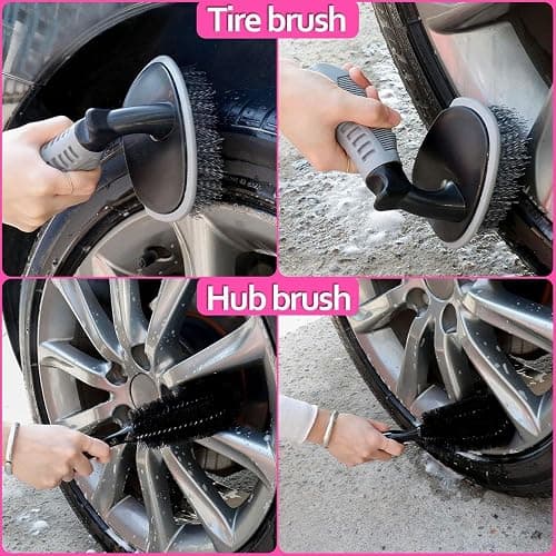 THINKWORK Pink Car Detailing Cleaning Kit, Car Wash Kit, Car Accessories for Women Suitable for Small and Medium Vehicles Such As Cars, Trucks, Suvs(17pcs) - Pink thumbnail 6